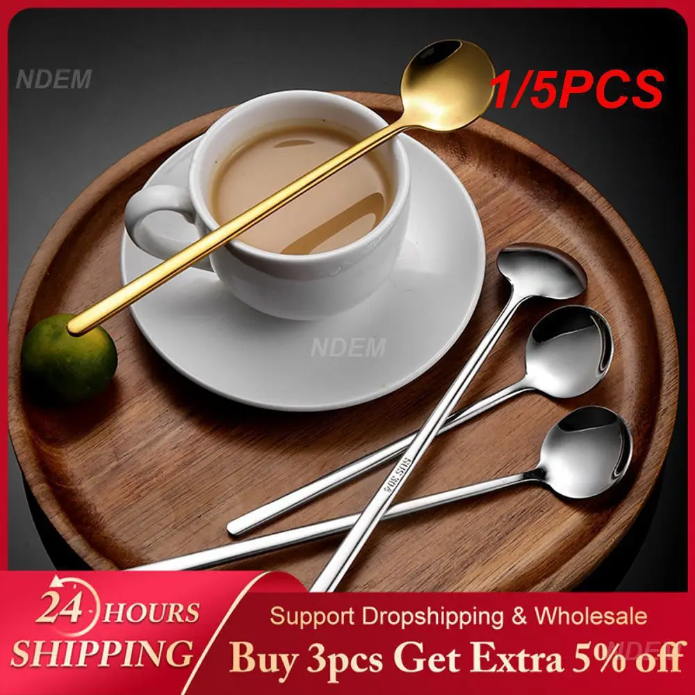 1/5PCS Plated Ice Spoon High Aesthetic Value Superior Stylish And Versatile Stirring Spoon Decorative Ice Spoon