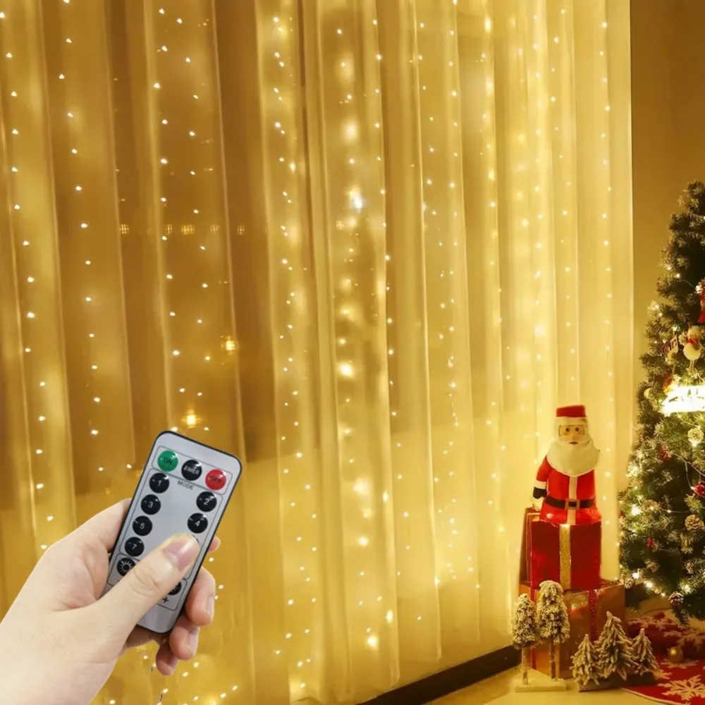 3/4/6M USB Curtain LED String Lights with Remote Control Bedroom Holiday Wedding Birthday Christmas Decoration Fairy Lights