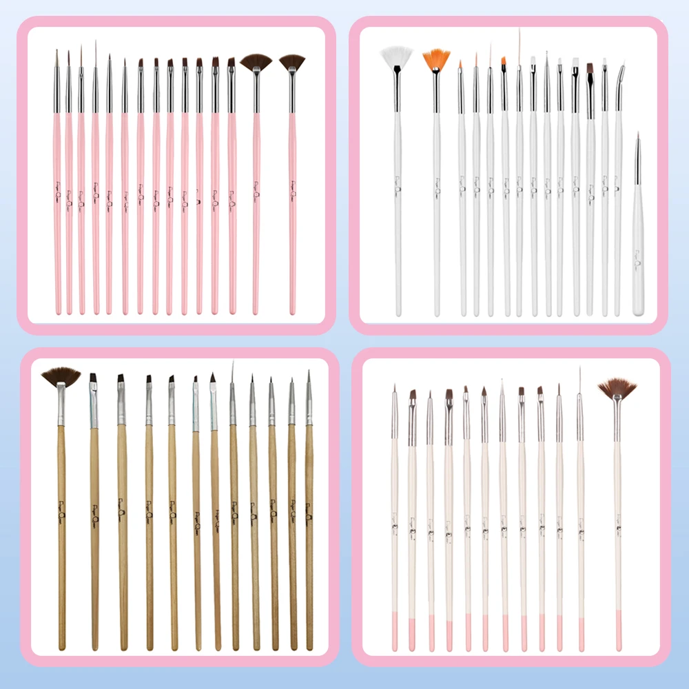 

12/15pcs A Set Nail Brush Adhesive Diamond Phototherapy Line 3D Painting Brush Classic Style Fashion DIY Nail Art Tool