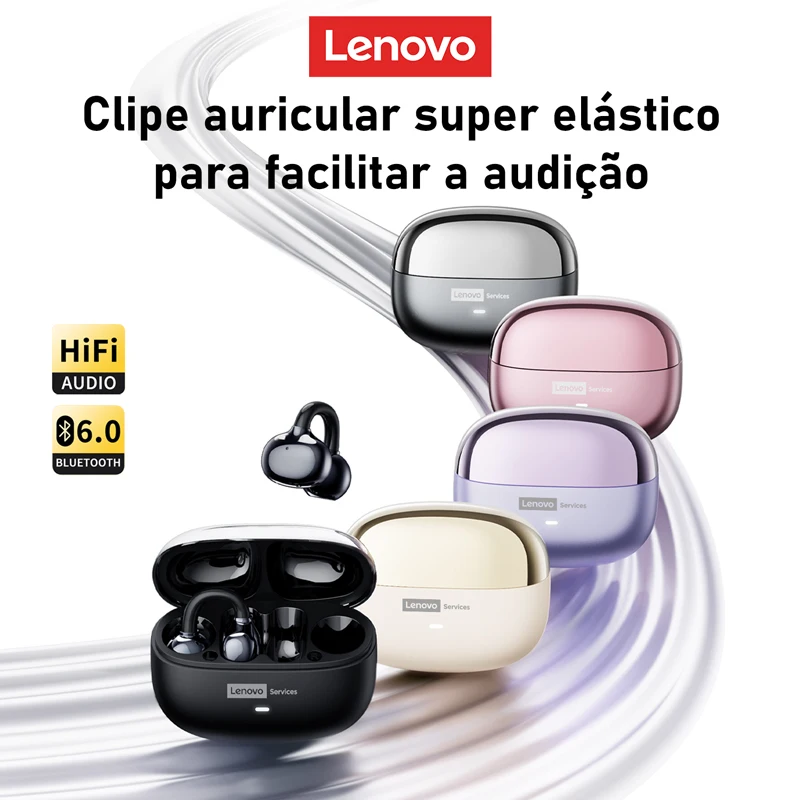 Lenovo LE302 Fones Sem Fio Bluetooth com Clip Esportivo