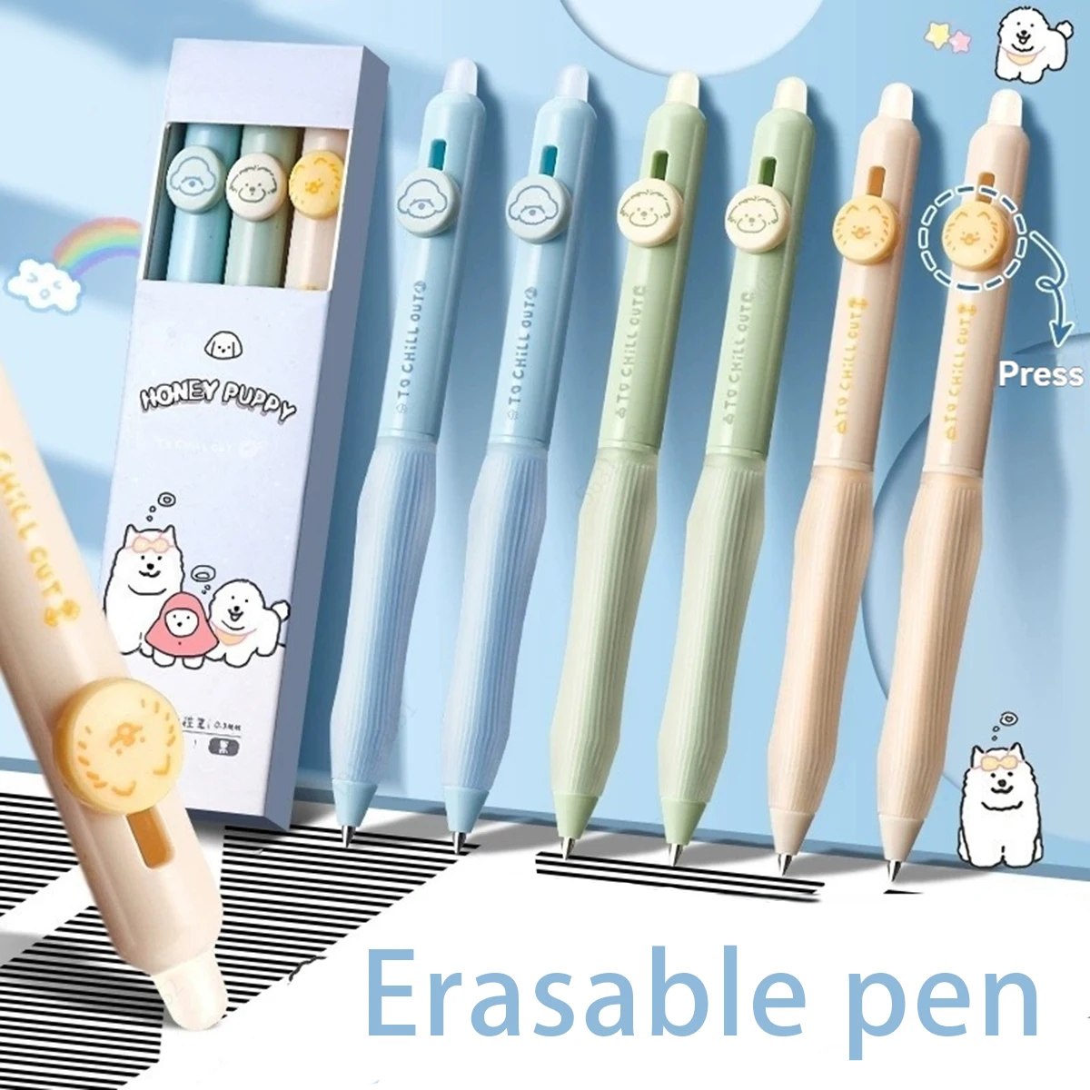 

3pcs/set of Black Soft Rubber Erasable Neutral Pens-0.5mm Bullet Tungsten Edge Compression Pens,suitable for Writing Diaries