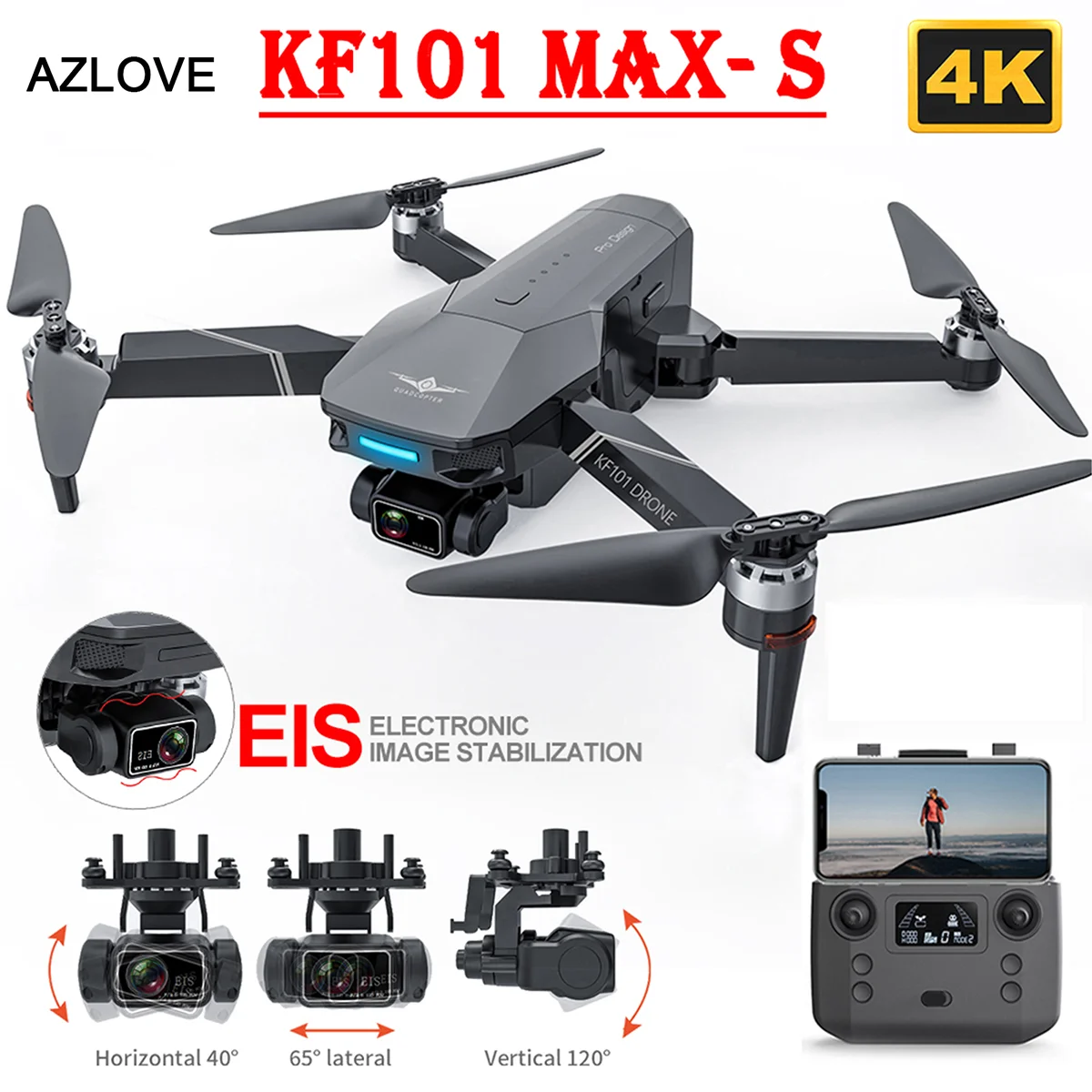 KF101 MAX-S GPS Drone 4K 3-Axis Gimbal Professional HD Camera Security UAV 5G Digital Transmission Brushless Foldable Quadcopter