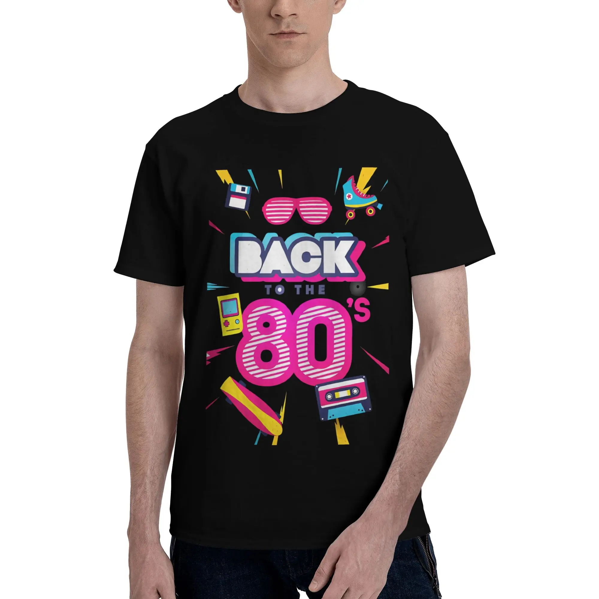 Back to the 80's Retro Music Disco Party Outfit Men Women T Shirts 100% Cotton Tee Graphic Printing  Tops T-shirt