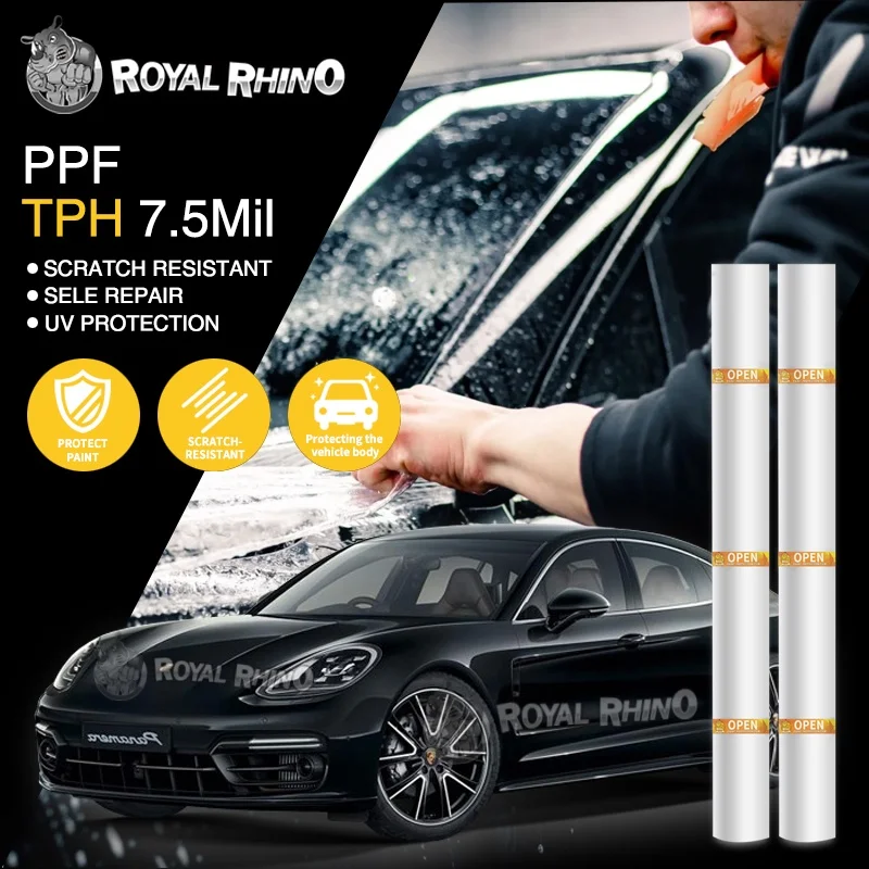 

Автомобильная пленка PPF 7,5 мил 190 микрон TPH Защитная пленка для автомобильной краски Виниловая пленка против пожелтения и кислотного дождя 152 см Ширина x длина 15 м