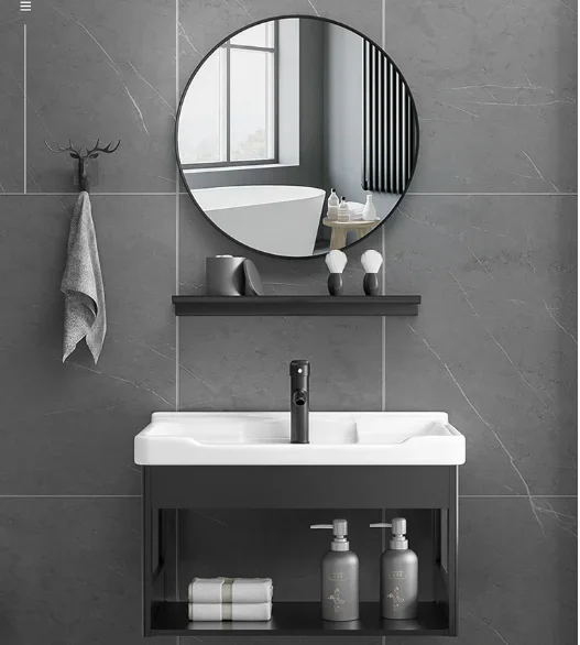 # Balcony Small Bathroom Cabinet Toilet Simple Small Apartment Household Wall-mounted Washbasin Cabinet with Mirror Combination