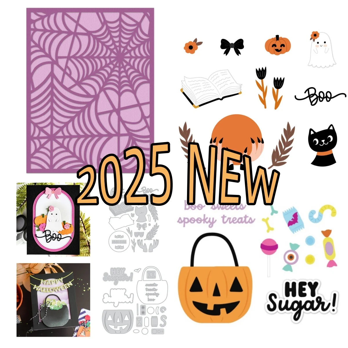 

2025 Halloween Spiderwebs Mystic Boo Hey Sugar Spooky Sweets Metal Cutting Dies for DIY Decorating Scrapbook Paper Card Album