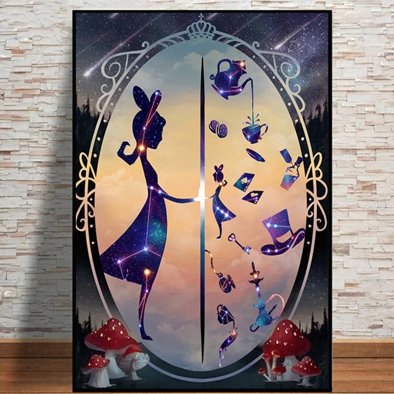 Disney Alice In Wonderland Poster Prints For Kids Bedroom Cartoon Cheshire Cat Canvas Painting Wall Art Anime Picture Home Decor
