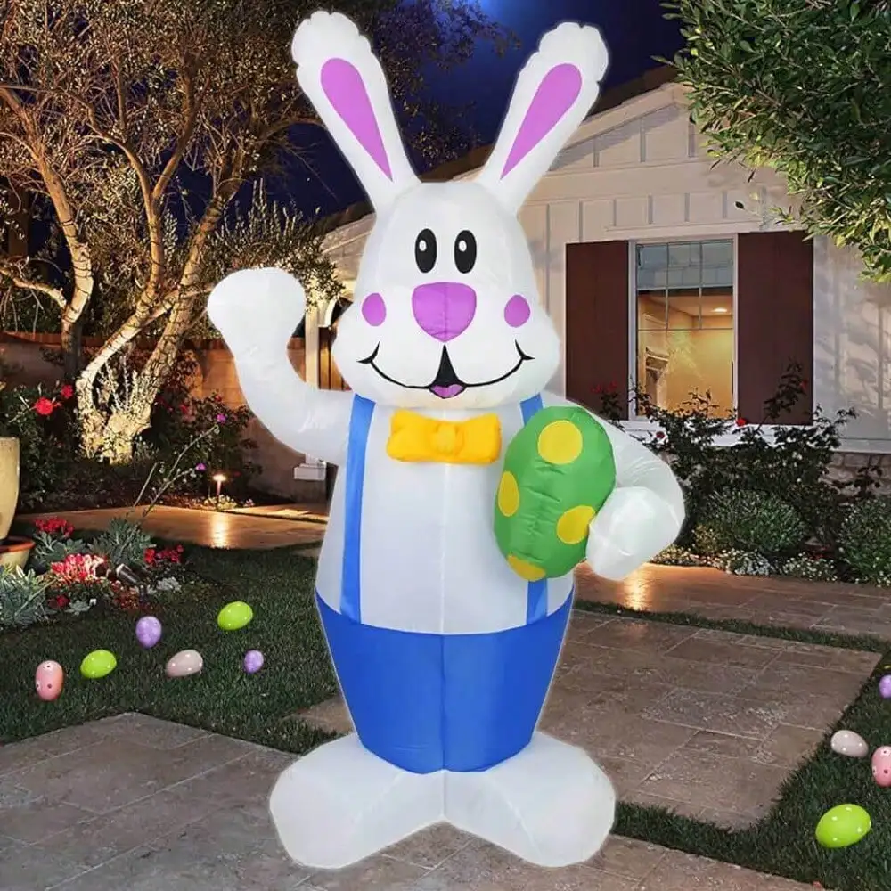 Easter inflatable decorations, 6 foot inflatable bunnies and giant carrot decorations for holiday party decorations