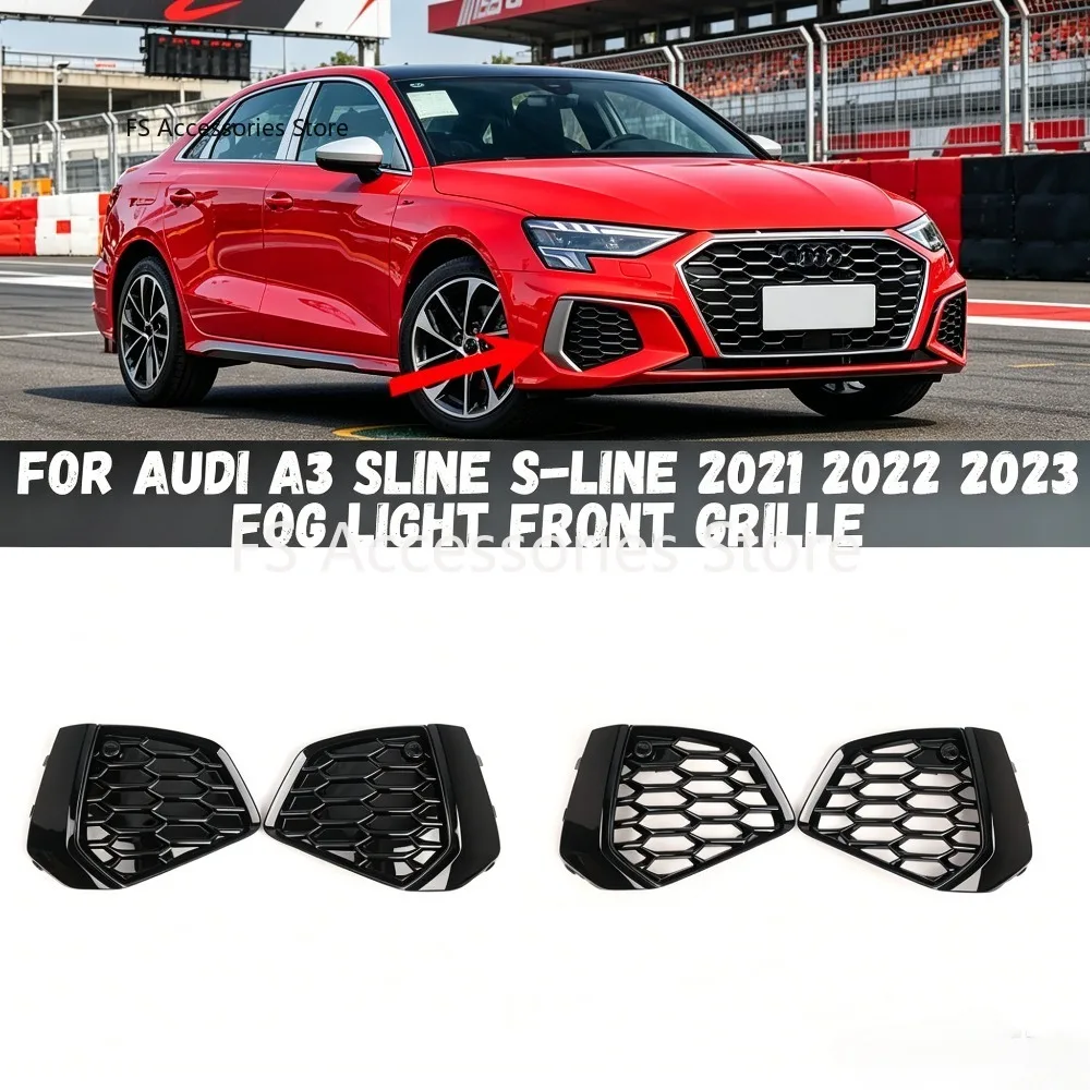 

Pair Fog Light Bezel Grill For Audi A3 Sedan 8Y S-line 2020 2021 2022 2023 8YG807671A Front Honeycomb Fog Light Grille Cover