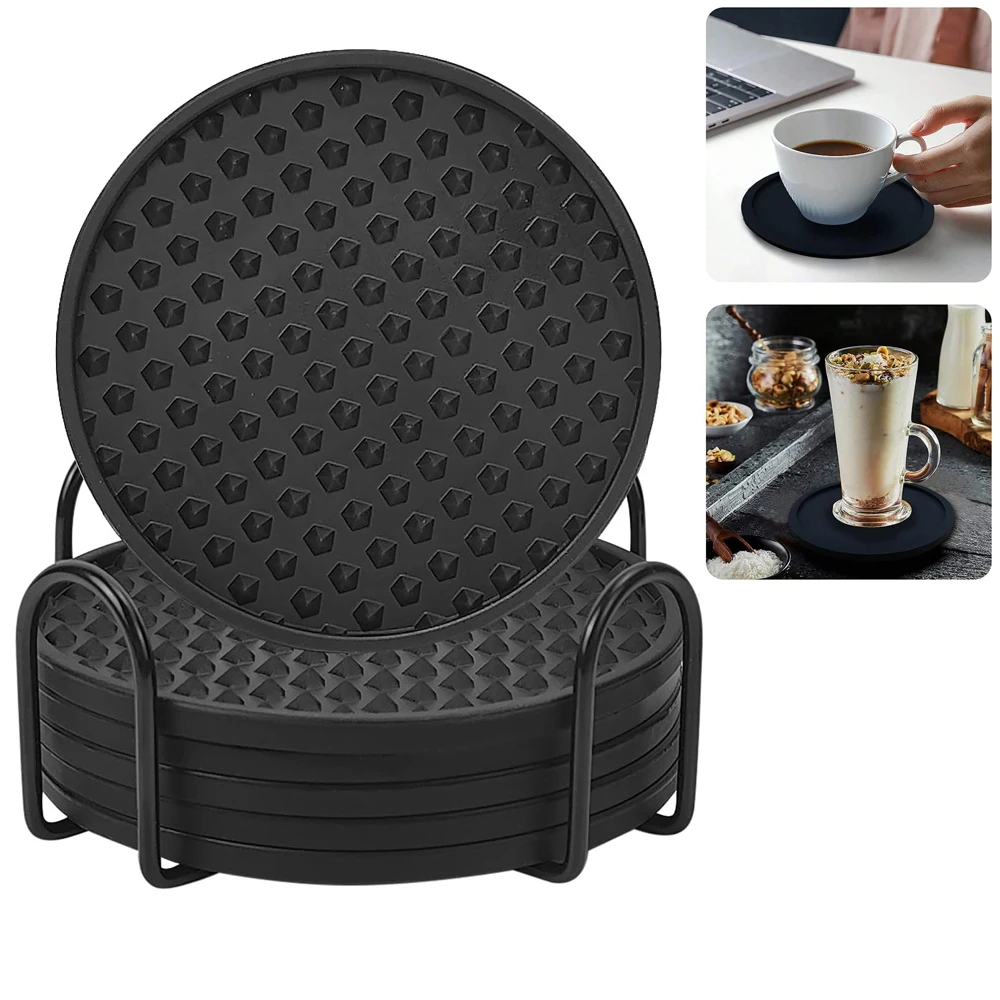 Silicone Coaster with Holder, Used for Beverage, Beer, Coffee Coasters, Suitable for Hot and Cold, Non Slip, Non Stick, anti Ove