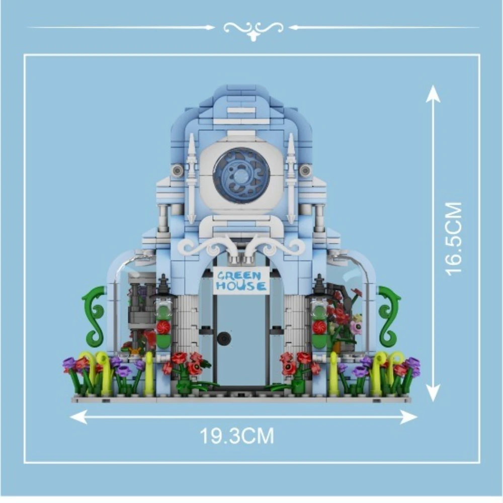MOC-casa de jardín de flores verdes, conjunto de bloques de construcción botánicos, edición de luz botánica, Idea de planta, juguetes para niños, regalos de cumpleaños
