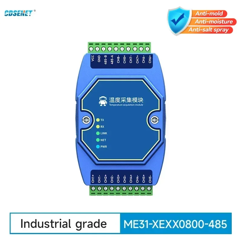 Temperature Acquisition Module 8-Way RS485 CDSENT ME31-XEXX0800-485 Type K High Precision Module Support Modbus DC 8~28V