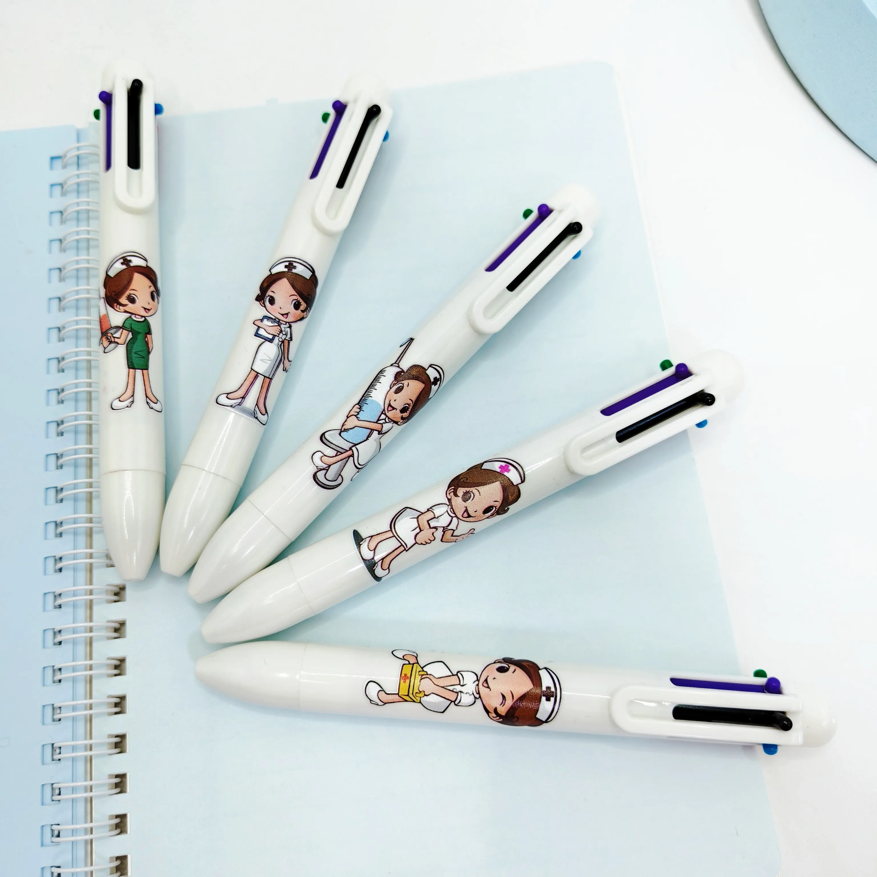 6/12PCS White Medical Six Color Pen Medical Printing Pen Nurse's Day Series Press Gift Pen