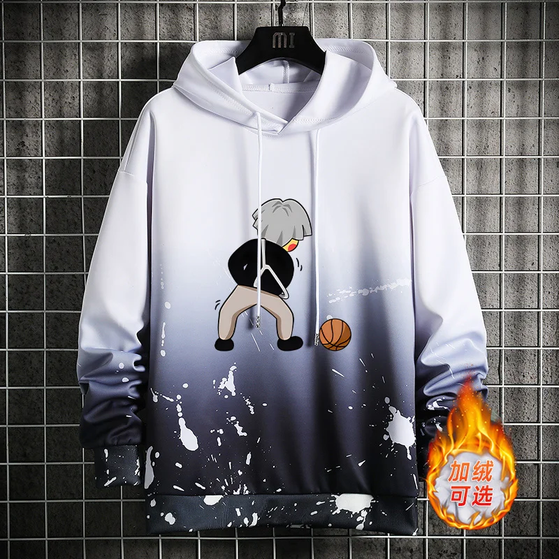 

Men's Hoodie Sweatirt Fce Lined Thiened Autumn Winter Faionable Casual Warm Top Small Bla Chien Design Polyester...
