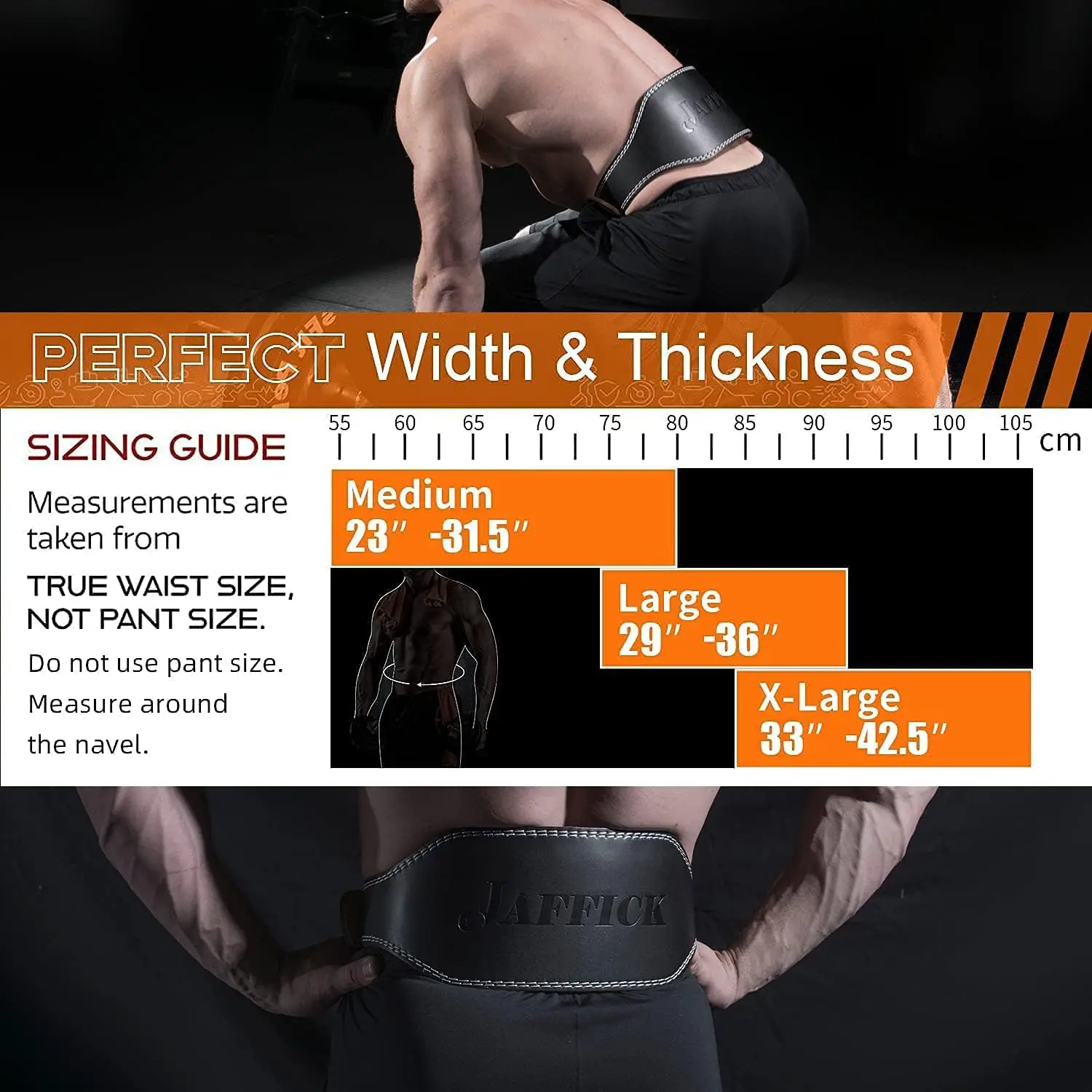 Jaffick Genuine Leather Weight Lifting Belt for  Gym Lumbar Back Support Powerlifting Heavy Duty Workout Training Strength