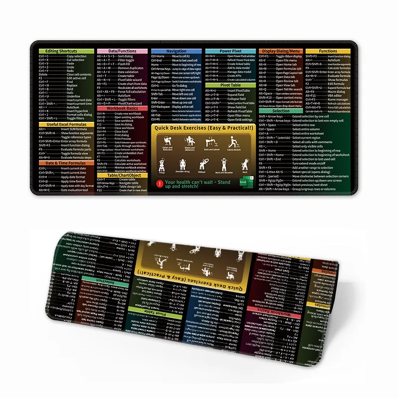 

Коврик для мыши с ярлыком для офиса, очень большой коврик для мыши с четырьмя языками, нескользящий коврик для офисного компьютера, аксессуары для офисного стола, настольный коврик