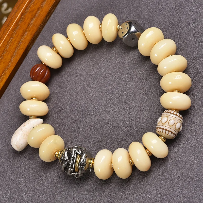 Bone Medicine Tablets Abacus Men And Women Cultural Bracelet Necklace Buddha Beads