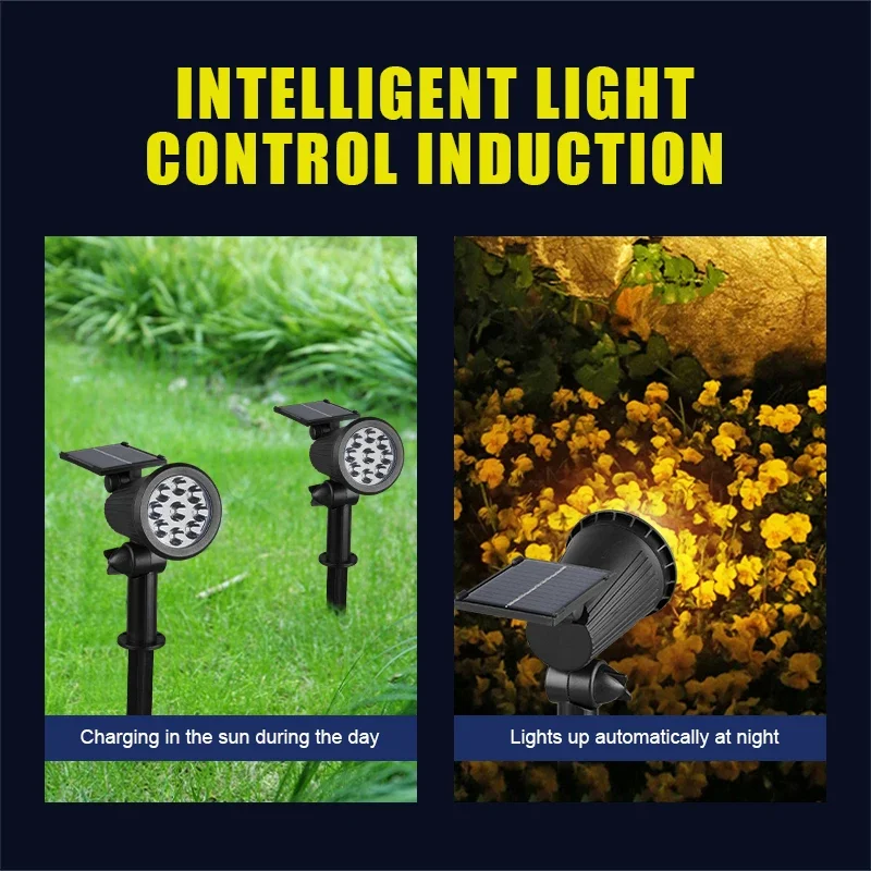 1/2Pcs Solar Powered 9LED Lamp Adjustable Solar Spotlight In-Ground IP65 Waterproof Landscape Wall Light Outdoor Lighting