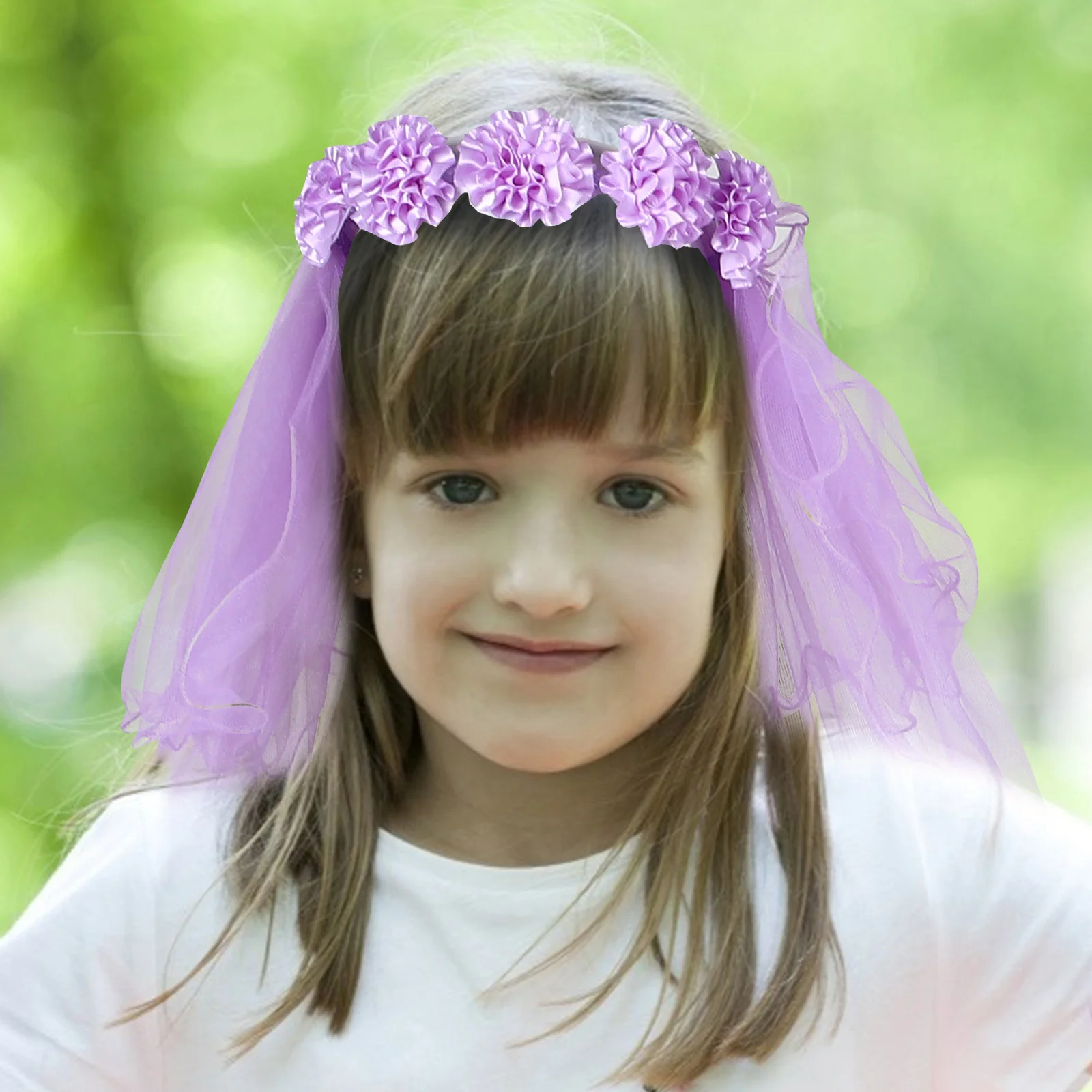 

3pcs Kids Floral Headband Veil Boho Flower Crown Hair Wreath For Wedding Party Bridal Shower Girls Fashion Hair Accessories