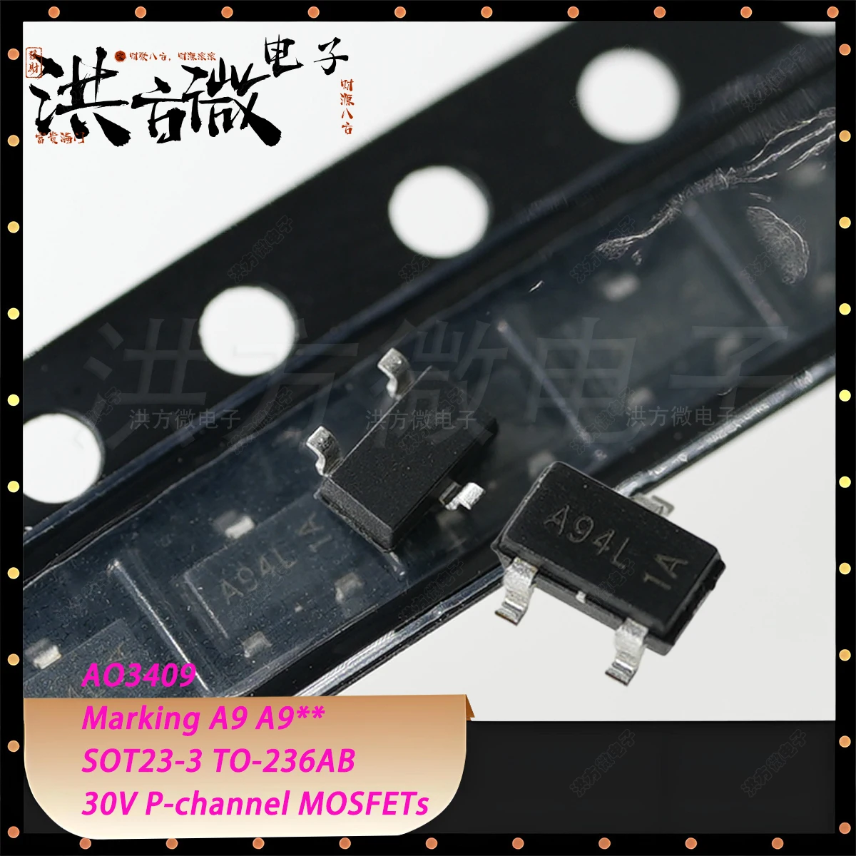 20PCS AO3409 Marking A9 A9** SOT23-3 TO-236AB 30V 2.6A 1.4W 110mΩ@10V P-Channel NEW Original Field-Effect Transistor MOSFETs A9