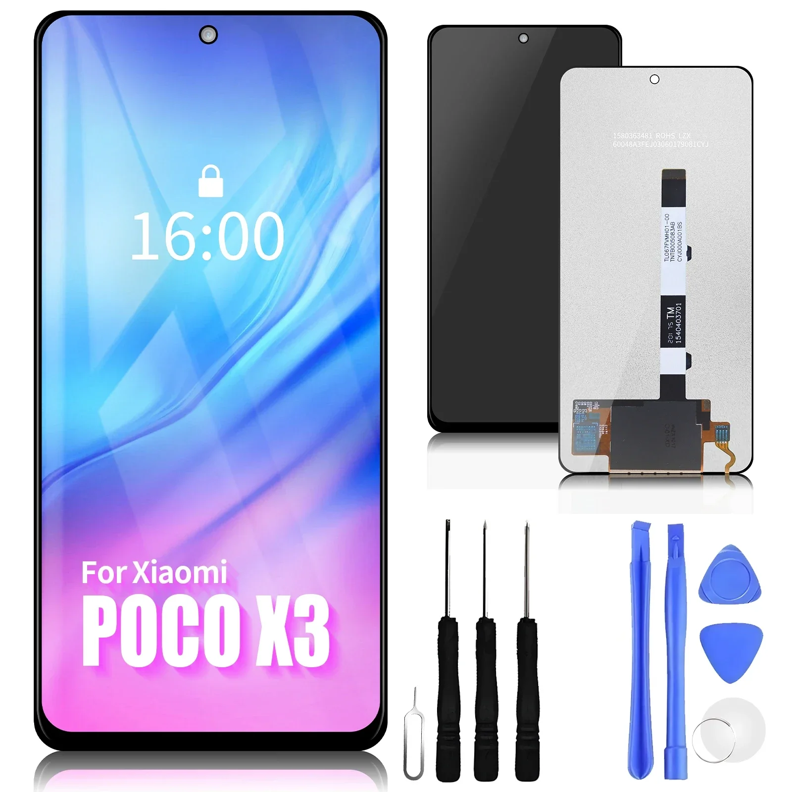 LCD Display Digitalizador Para Xiaomi Poco X3 NFC, Tela Sensível Ao Toque, Peças Digitador, 100% Testado, 6.67"