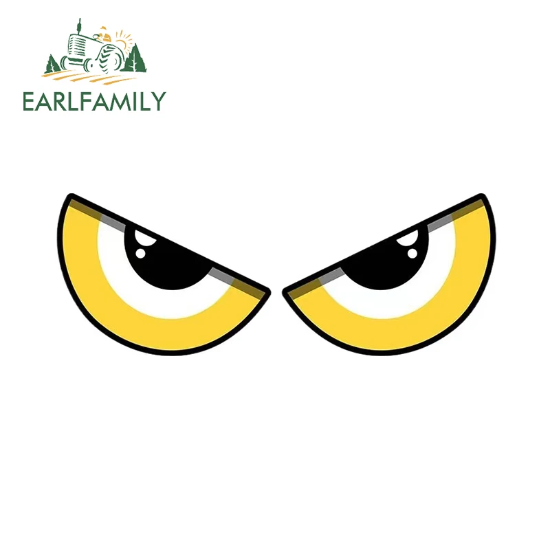 EARLFAMILY 13cm × 4.8cm Cartoon Yellow Eyes Car Stickers Interesting Design Decals Creativite Vinyl Motorcycle Car Accessories