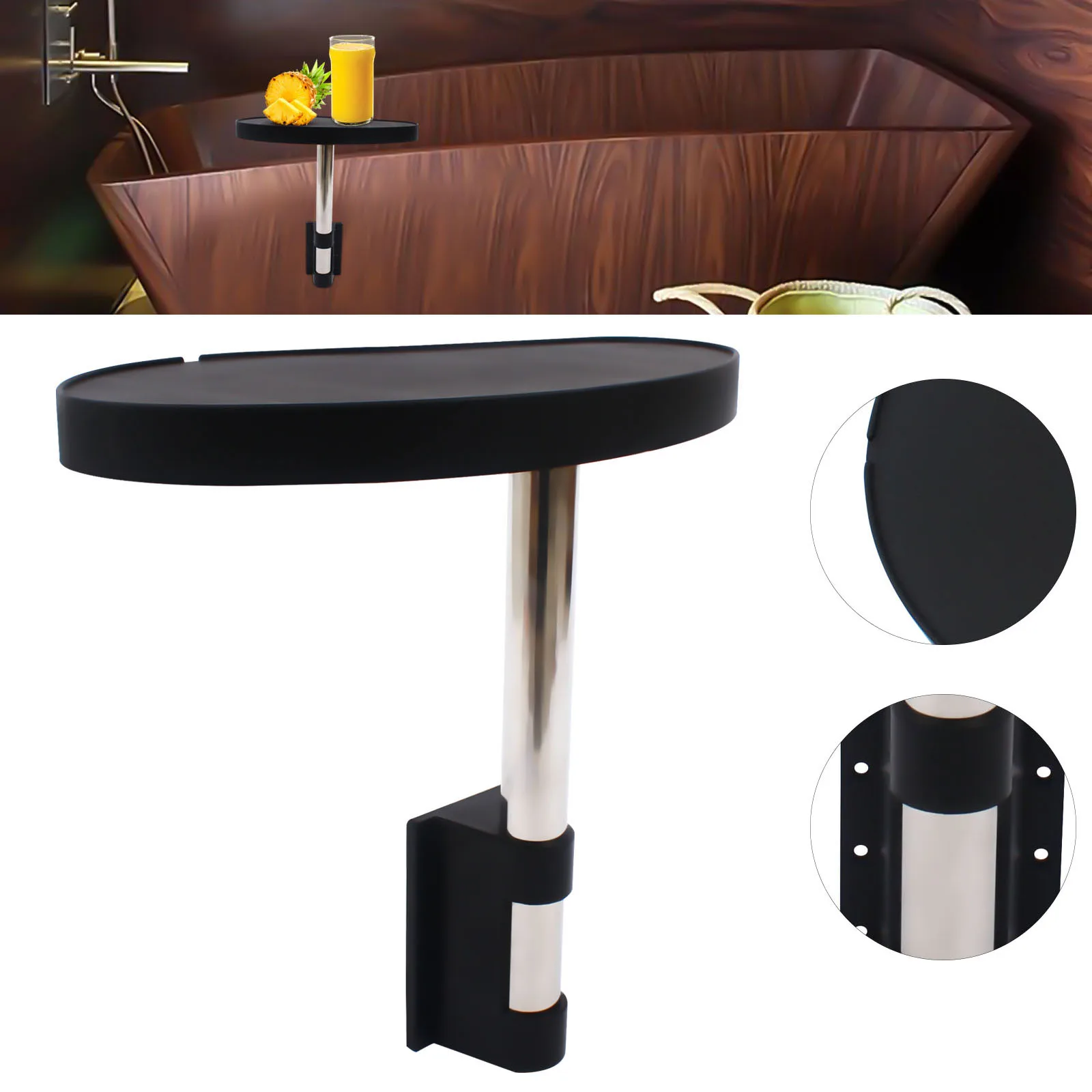 360 °   Bandeja de mesa lateral de rotação bandeja de lanche grande antiderrapante para banheira de hidromassagem e natação spa bandeja de mesa bandeja de lanche grande lado antiderrapante