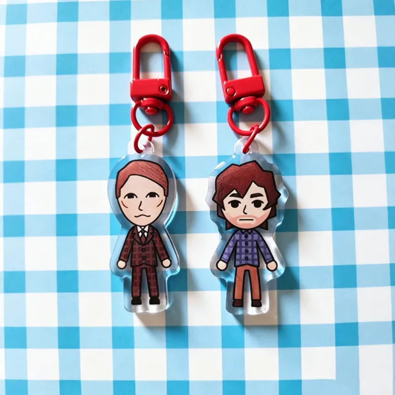Hannibal TV Series Keychain Hannigram Mii Style Acrylic Charm Will Graham & Hannibal Lecter Funny Cartoon Bag Pendant Gift