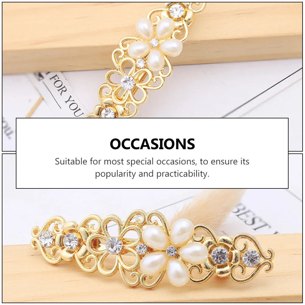4Pcs Pearl Hairpins Alloy Hair Clips Lightweight Decorative Rhinestone Hair Barrettes for Women Accessories