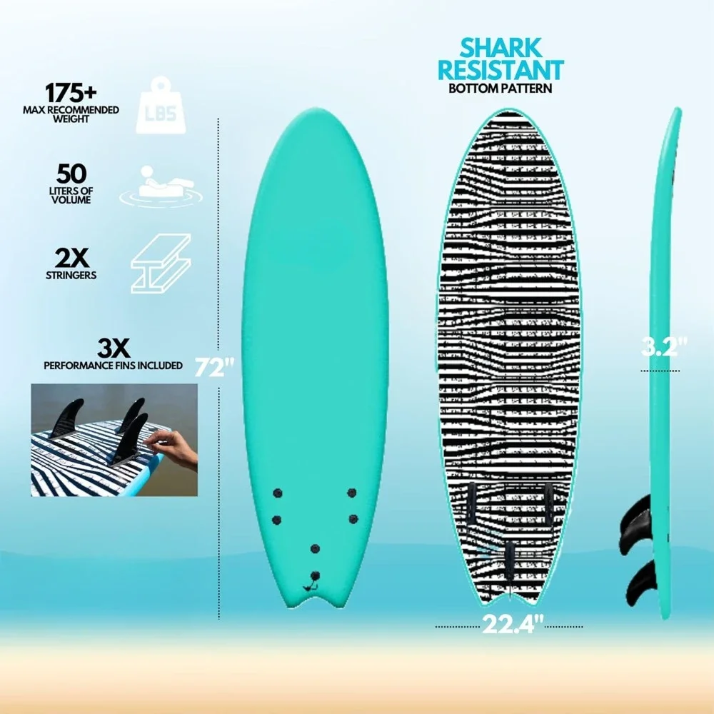 Be suitable for Surfboard Performance Fish Soft Top Surf Board, Foam Surfboard, Kids Surfboard, Adult Surfboard, Beginner Surfbo