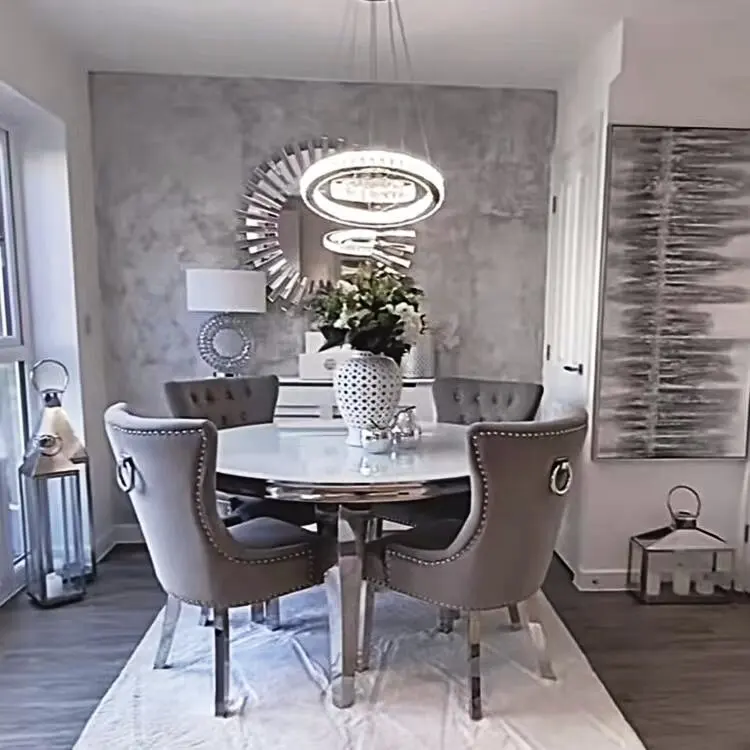 Simple Modern Luxury Furniture Dining Room Table and Chairs  Round Dining Table Set 4 Chairs Table and Chairs view 2