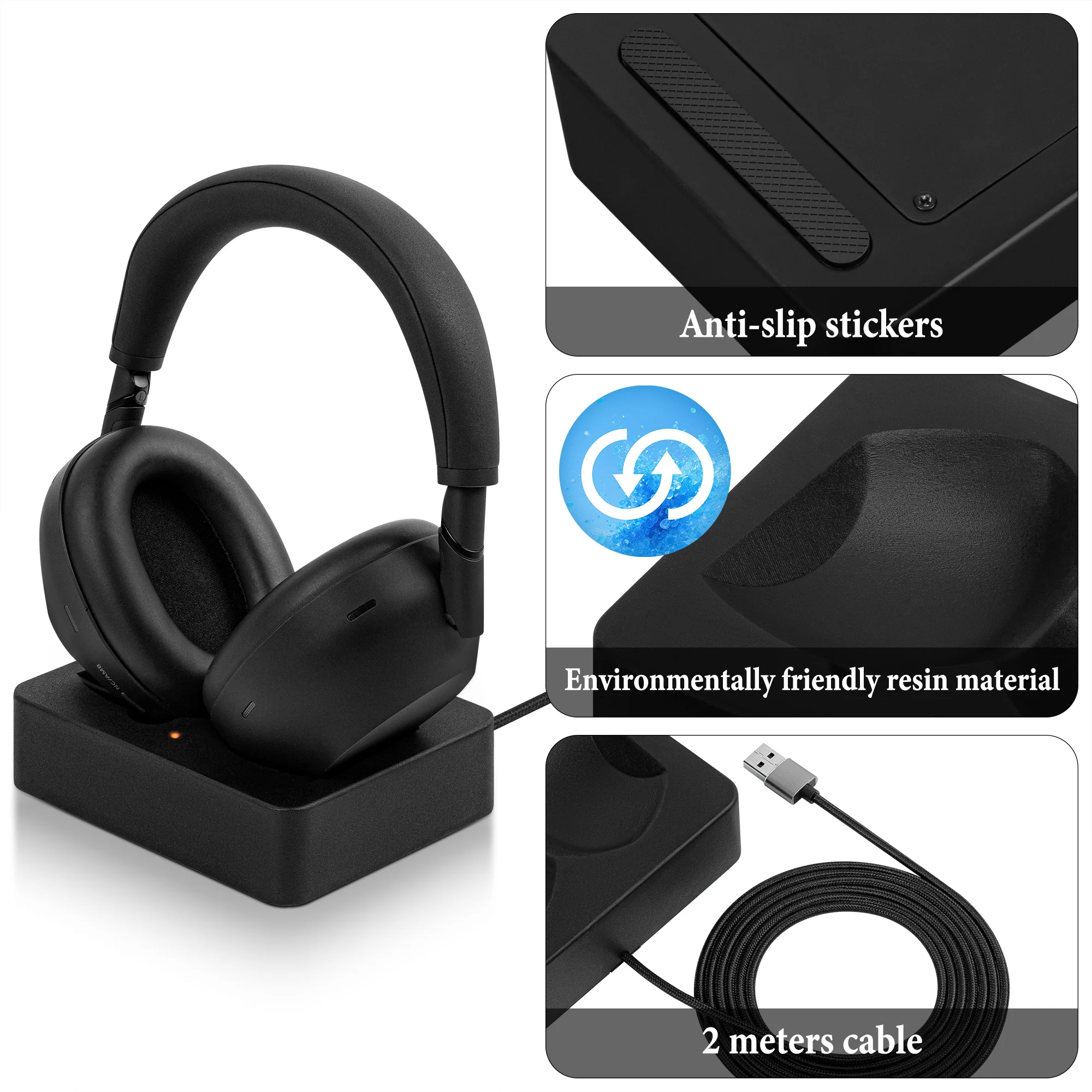 #1611 SONY ワイヤレスヘッドホン 充電スタンド付き Geekria ヘッドフォン充電スタンド、Sony WH-1000XM6/1000XM5対応、3D