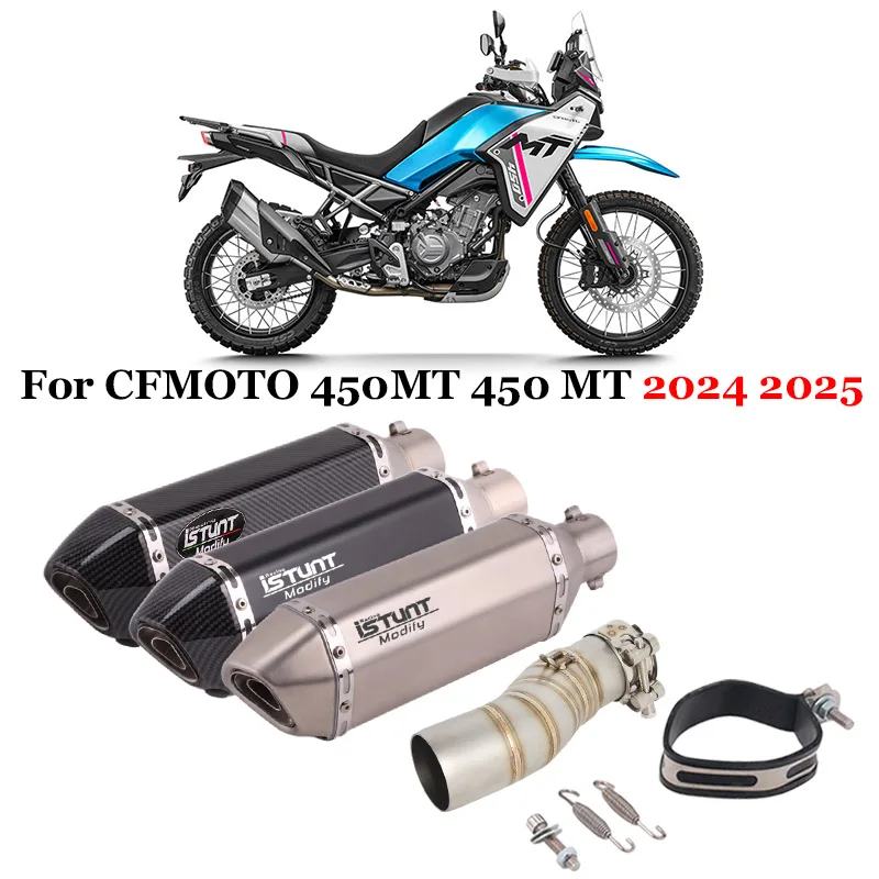 Slip On For CFMOTO 450MT 450 MT 2024 2025 Motorcycle Exhaust System Middle Link Pipe With 51mm Muffler Moto Removable DB Killer