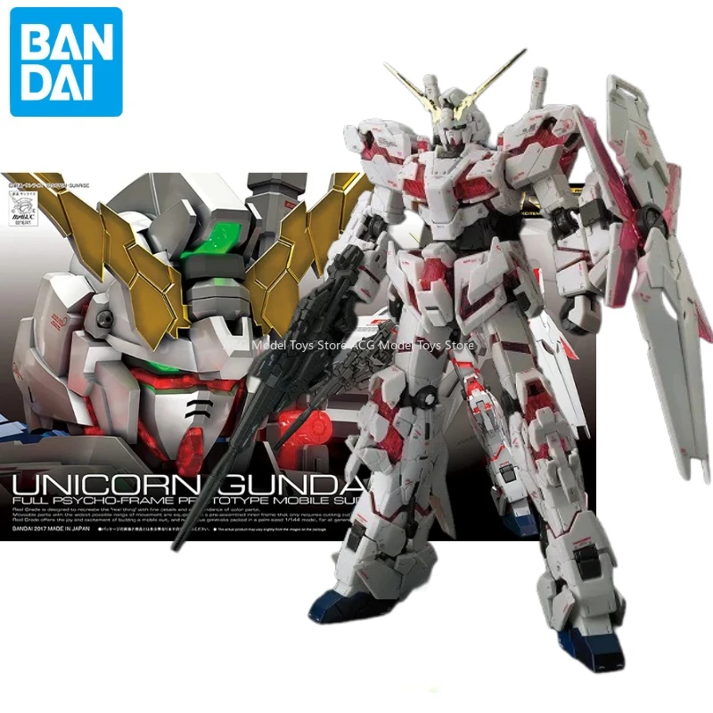 In Stock Original Bandai RG 1/144  RX-0 Unicorn Gundam Model Anime Figure Model Toys Action Collection Gifts Assembly Doll