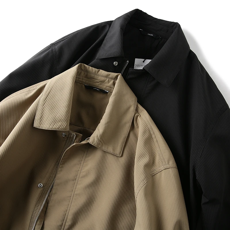 

Casual Collared Jaet for Men Versatile Spring Autumn Lightweight Luxury Workwear Sle Structured Pure Color Texture