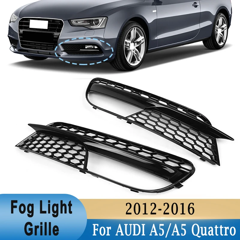 

1 Pair Front Bumper Lower Fog Light Cover Grille Frame Honeycomb Bezel 8T0807681H 8T0807682H for Audi A5 / A5 Quattro 2012-2016