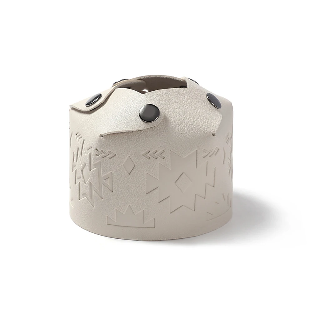 

PU Leather φ110mm*80mm Fuel Cylinder Storage Bag Outdoor Gastank Gas Canister Protective Cover for Camping Outdoor Hiking White