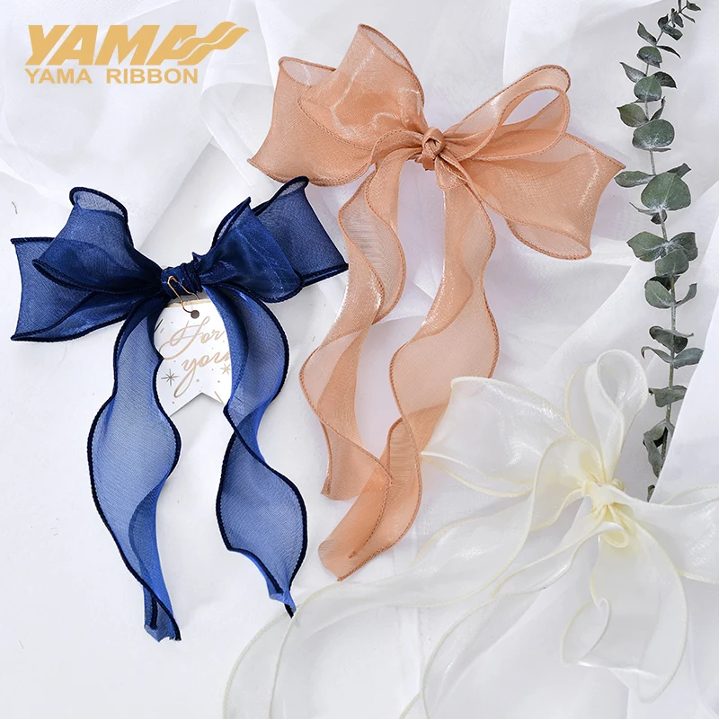 YAMA-Wave Organza Ribbon, Fishtail Ribbon, Wedding Decoration, Party Gift Packaging, Bouquet DIY Craft Supplies, 38mm, 5 in, 8in