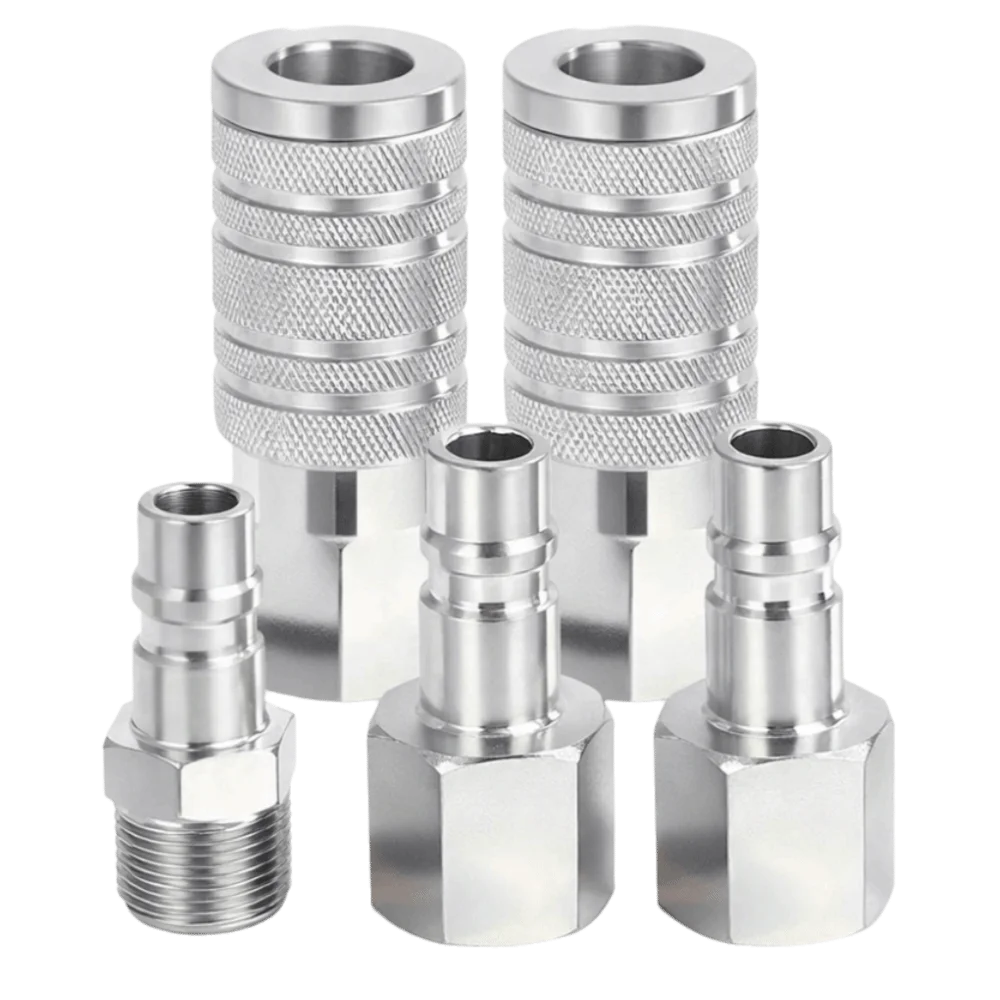 5pcs 1/2in NPT Industrial Air Connect Fitting 300PSI Aluminum Alloy Pneumatic Tool Adapter Air Hose Quick Connect Fittings