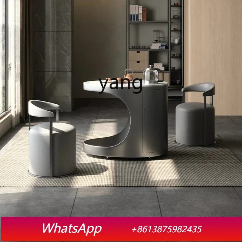 

MM Light Luxury Minimalist Table-Chair Set Balcony Kung Fu Bubble Movable Small Tea Trolley