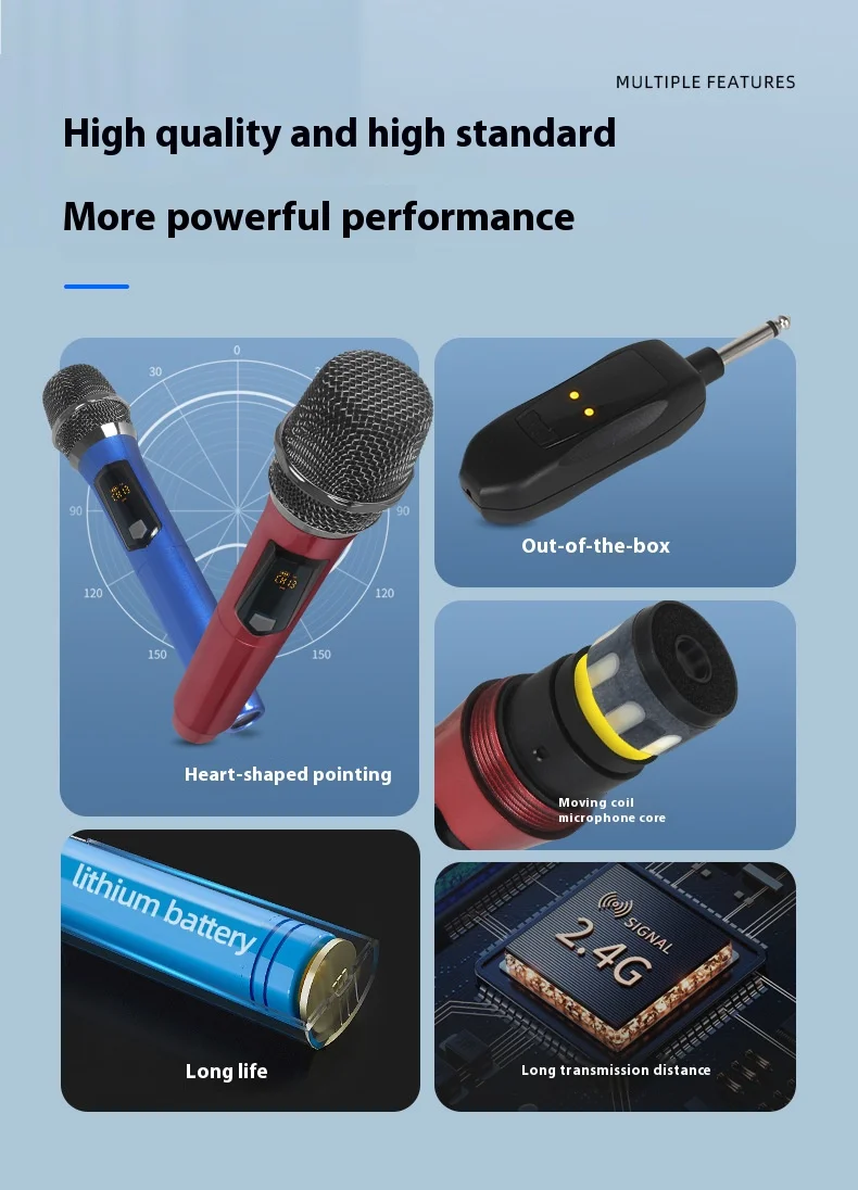 AOFO Wireless Microphone KTV Home Bluetooth Microphone Dual Microphone Sound System for Party, Karaoke, Home Entertainment