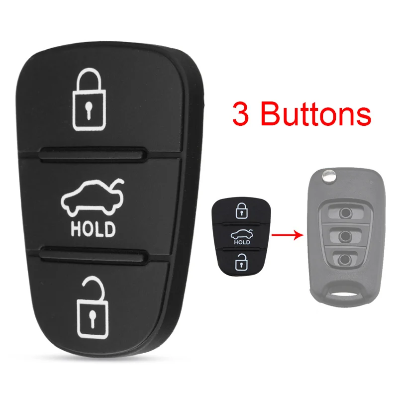 3 Buttons Rubber Replacement key shell fit for Hyundai Solaris Accent Tucson l10l20l30 Kia Rio Ceed Flip Remote Car Key Shell