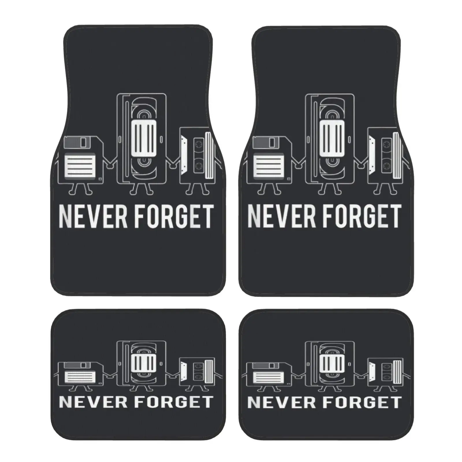 4pcs Never Forget Printed Crystal Velvet Mats- Premium Comfort- Interior Decor- Car Accessory