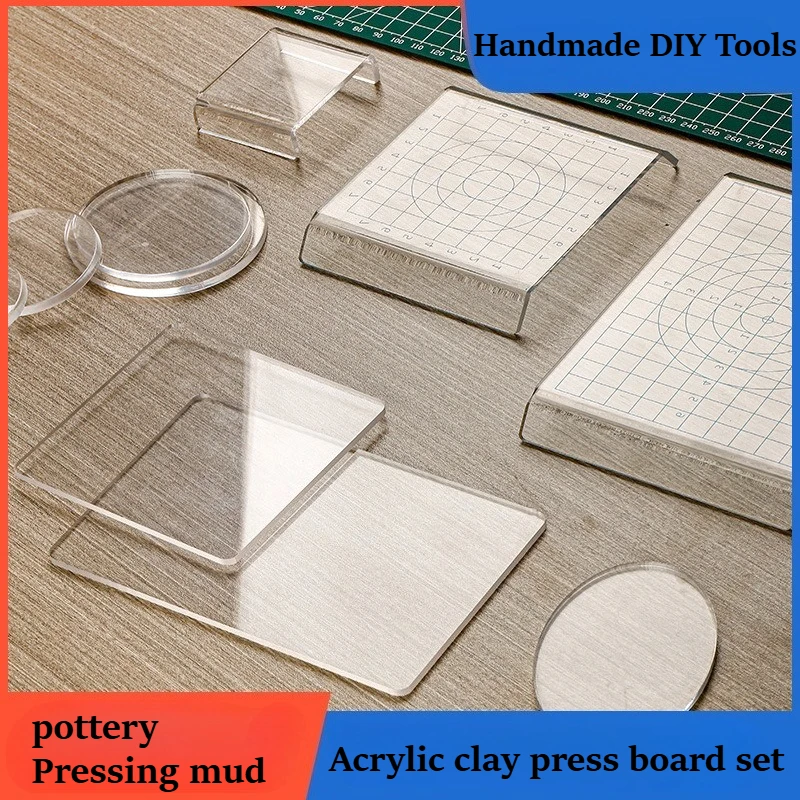 Figurine Clay Craft Tools, Clear Acrylic Press Board, Clay Rope & Ball Making Tools