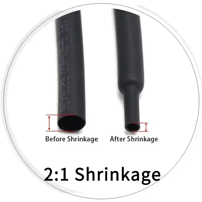 

1~10M Black 2:1 PE Heat Shrink Tube Dia 1mm~80mm Heat -shrink Tubing Wire Repair Protector Cable Connector Insulation Sleeving
