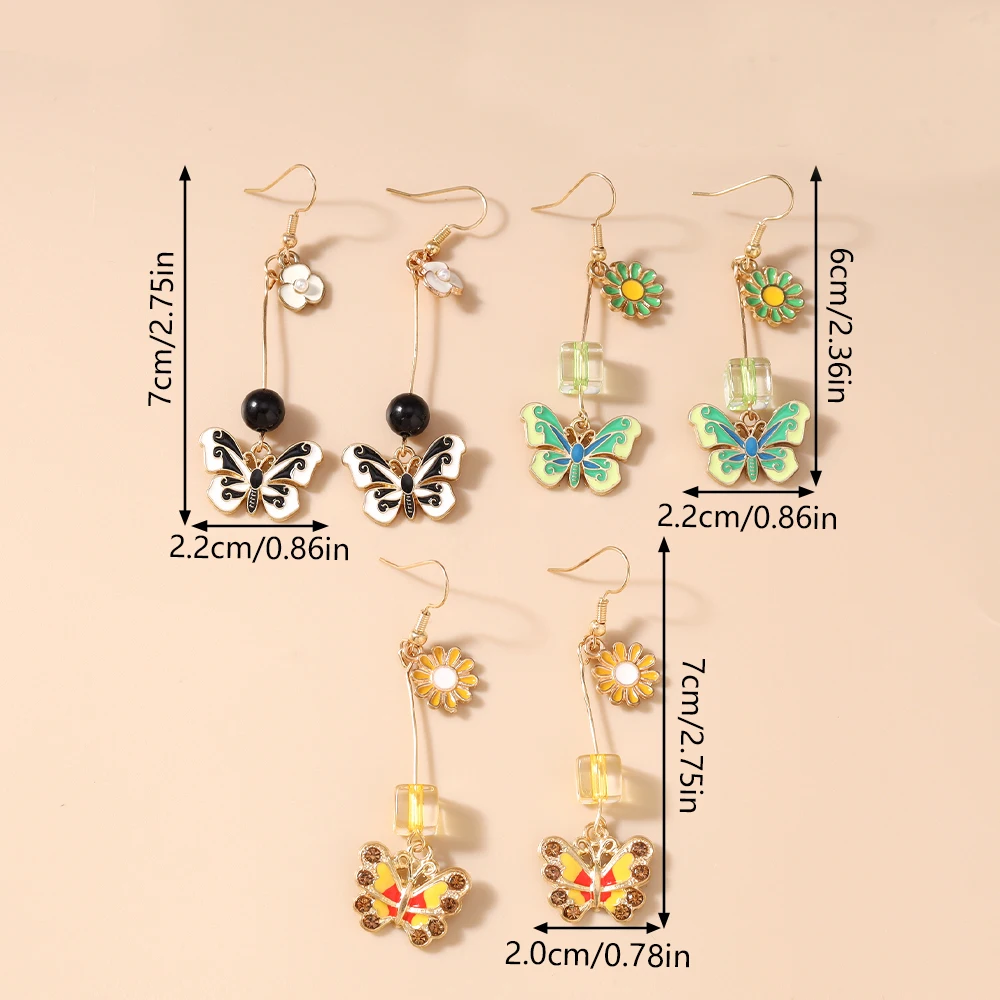 Aihua Neue Mode Nette Blume Schmetterling Ohrringe Süße Schmetterling Baumeln Ohrringe Für Frauen Frohes Neues Jahr Schmuck Geschenke – Detail 7