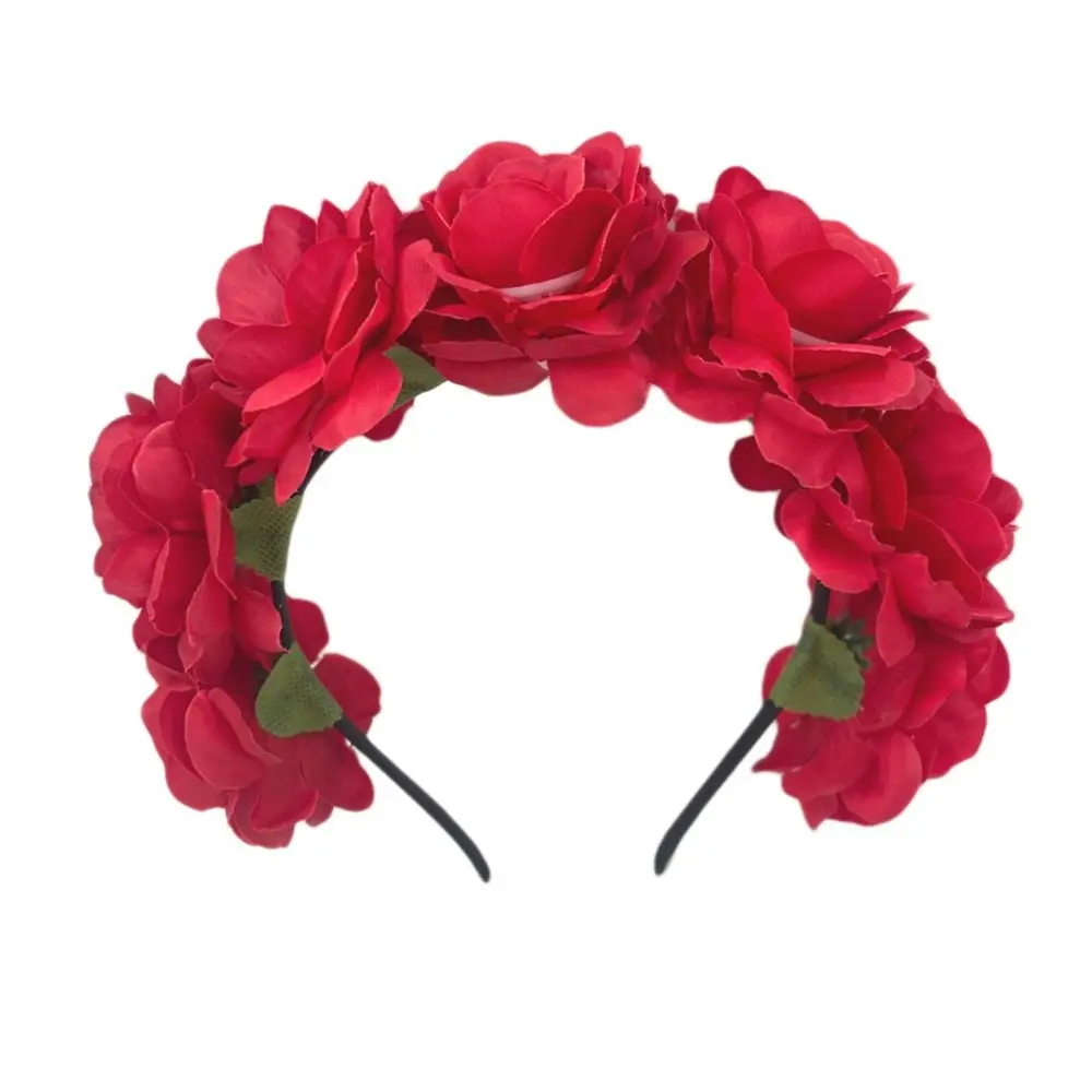 

Handmade Wedding Festivals Floral Crown Hairband Photo Props Bohemian Rose Flower Headpiece Headwear for Women Girls