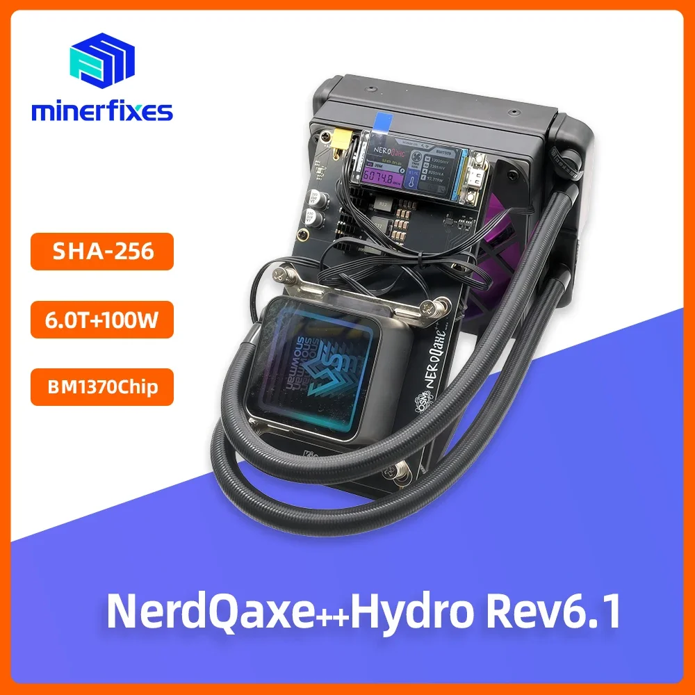 

Minerfixes NerdQaxe++ 6TH/s 100W Open-Source ASIC Bitcoin Miner Rev6.1 Hydro For Home Use BM1370 SHA-256 BTC Mining Machine