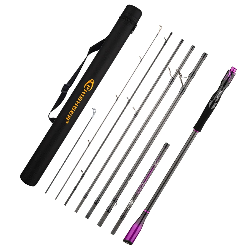 Wędka spinningowa/castingowa BIUTIFU Traveller+ 2.1/2.7/3.3m T1000 Carbon Baitcasting 5-60g z regulowaną długością i torbą transportową. — 2
