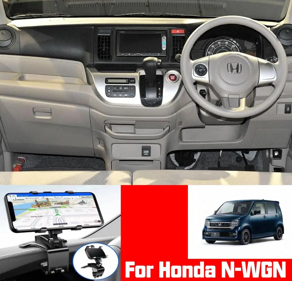 

Автомобильная навигационная подставка для мобильного телефона. Для Honda N-WGN можно установить на зеркале заднего вида, приборную панель и солнцезащитный козырек.